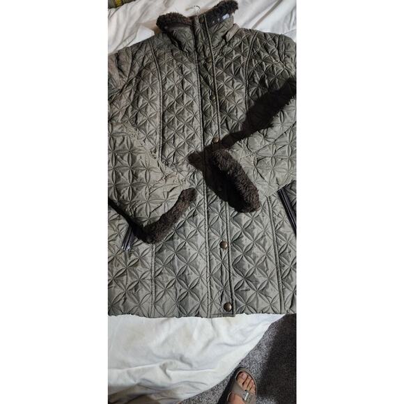 Marc New York Parka Coat Womens Size Large Olive Long Sleeve Quilted‎ Jacket Zip - Picture 4 of 11